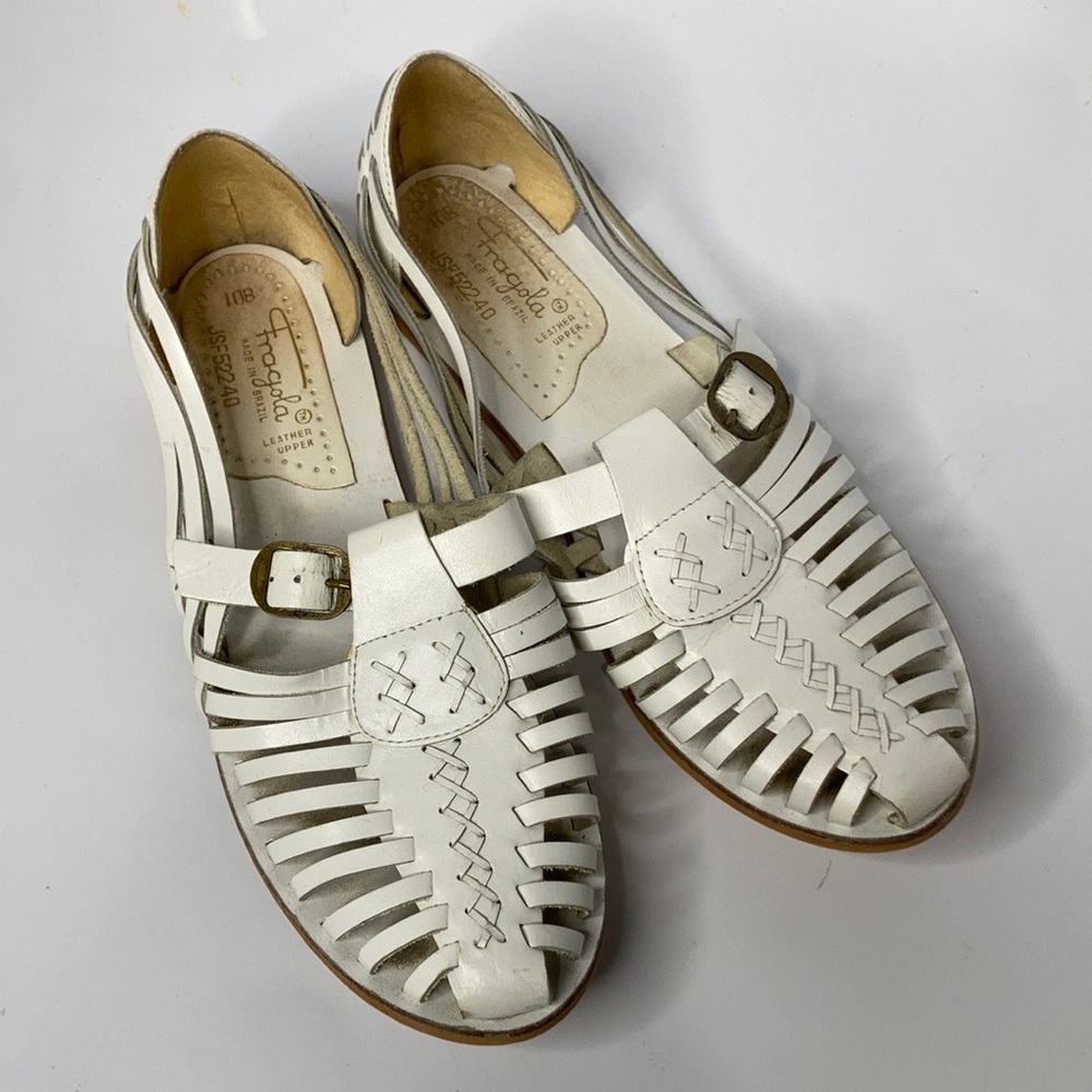 Vintage Fragola white leather Huaraches sandals size 10 B